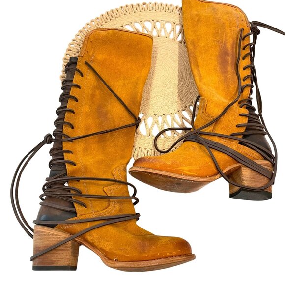 FreeBird By Steven Coal Boots Tan Suede Tall Shaft Size 8 - Picture 1 of 9